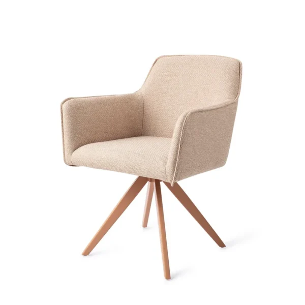 Set 2 scaune dining rotative din tesatura bej/peach Hofu - imagine 2