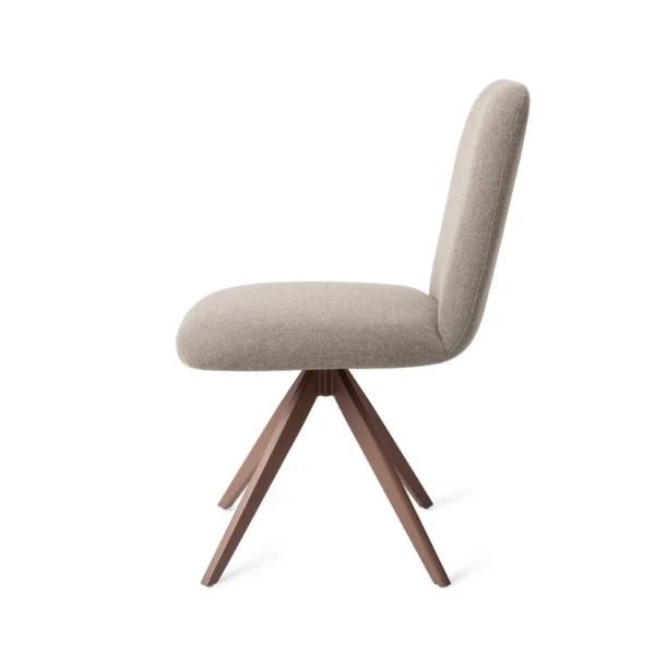 Set 2 scaune dining rotative din tesatura grej/maro Taiwa - imagine 3