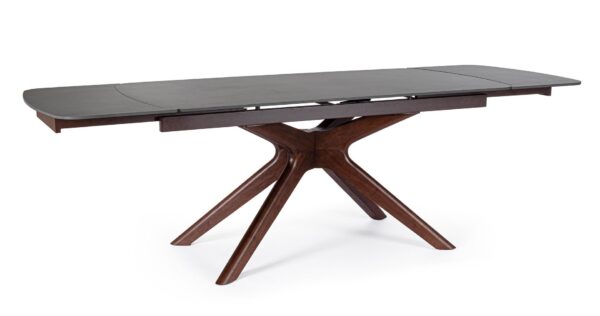 Masa dining extensibila gri/maro din lemn si portelan Maritta - imagine 3