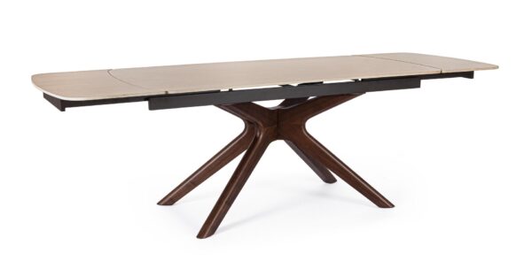 Masa dining extensibila bej/maro din lemn si portelan Maritta - imagine 3