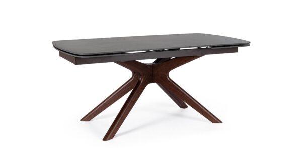 Masa dining extensibila gri/maro din lemn si portelan Maritta - imagine 4