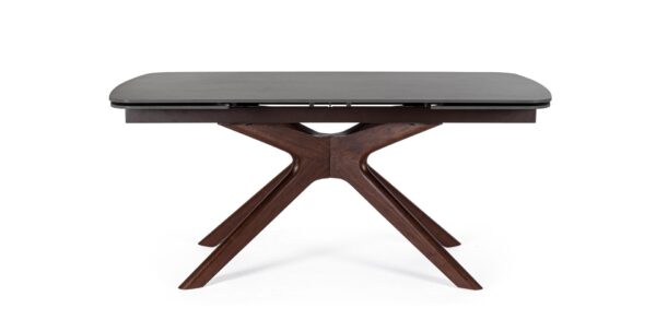 Masa dining extensibila gri/maro din lemn si portelan Maritta - imagine 5