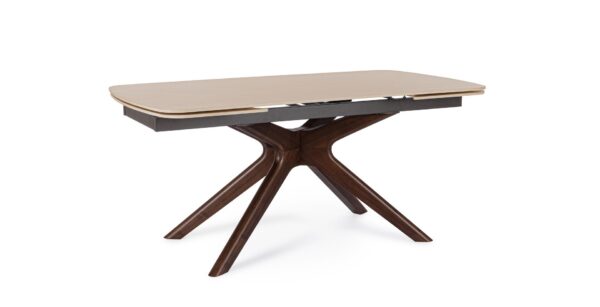 Masa dining extensibila bej/maro din lemn si portelan Maritta - imagine 4