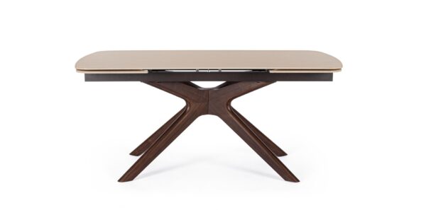 Masa dining extensibila bej/maro din lemn si portelan Maritta - imagine 5