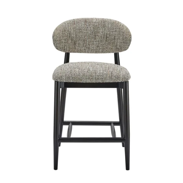 Scaun de bar bej maro din tesatura si lemn Cherry - imagine 2
