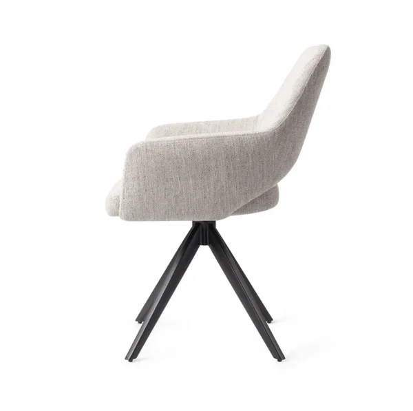 Set 2 scaune rotative dining din tesatura gri deschis/negru Yanai - imagine 4