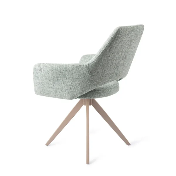 Set 2 scaune rotative dining din tesatura vernil/bej Yanai - imagine 4