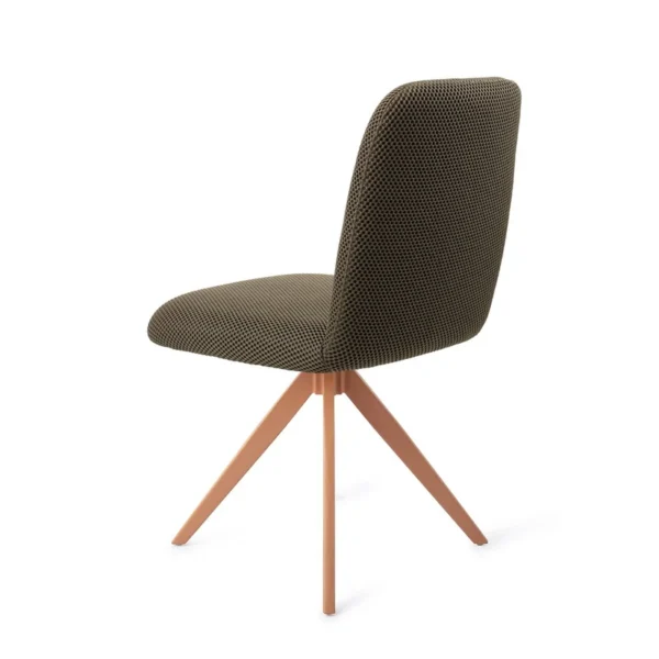 Set 2 scaune dining rotative din tesatura verde inchis/peach Taiwa - imagine 4