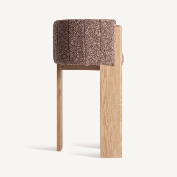 Scaun de bar maro/natur din catifea boucle Veyron - imagine 3
