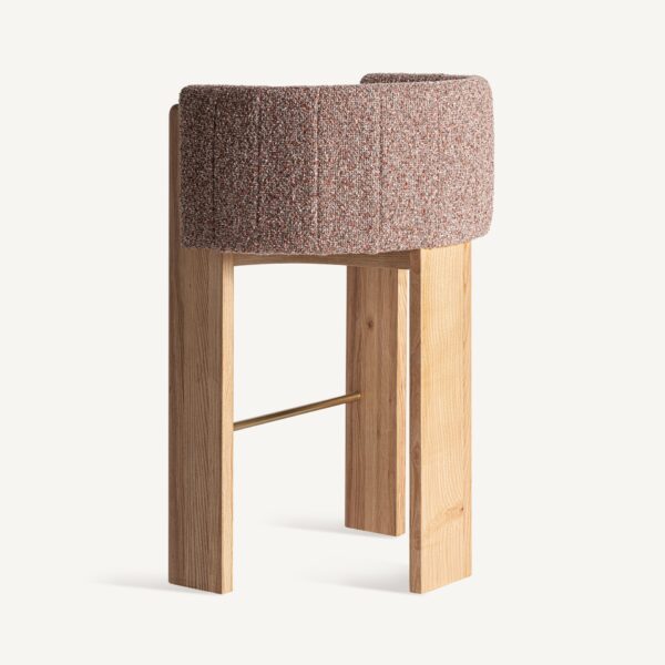 Scaun de bar maro/natur din catifea boucle Veyron - imagine 4