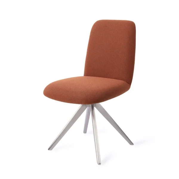 Set 2 scaune dining rotative din tesatura caramizie/argintiu Taiwa - imagine 2
