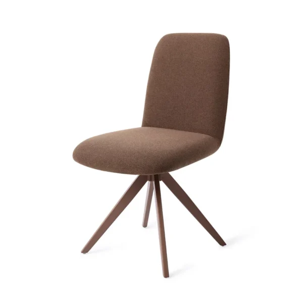 Set 2 scaune dining rotative din tesatura maro/maro Taiwa - imagine 2