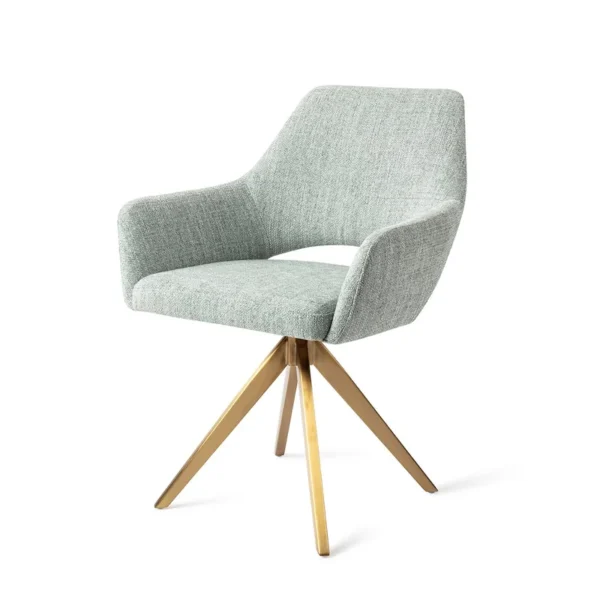 Set 2 scaune rotative dining din tesatura vernil/auriu Yanai - imagine 2