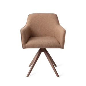 Set 2 scaune dining rotative din tesatura maro/maro Hofu