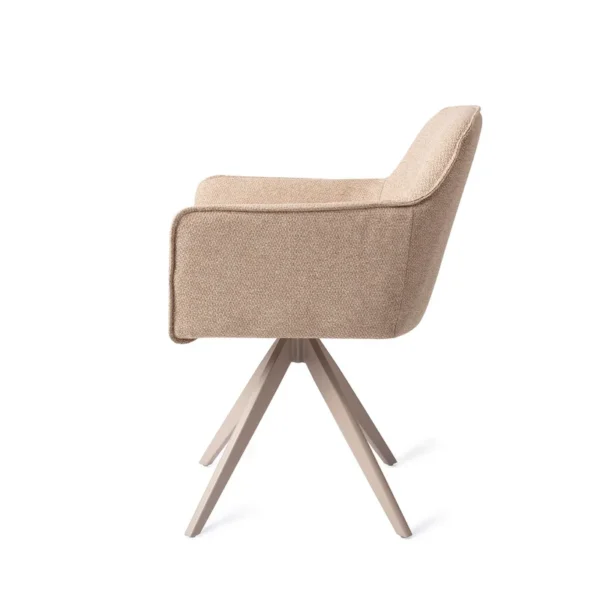 Set 2 scaune dining rotative din tesatura bej/bej Hofu - imagine 3