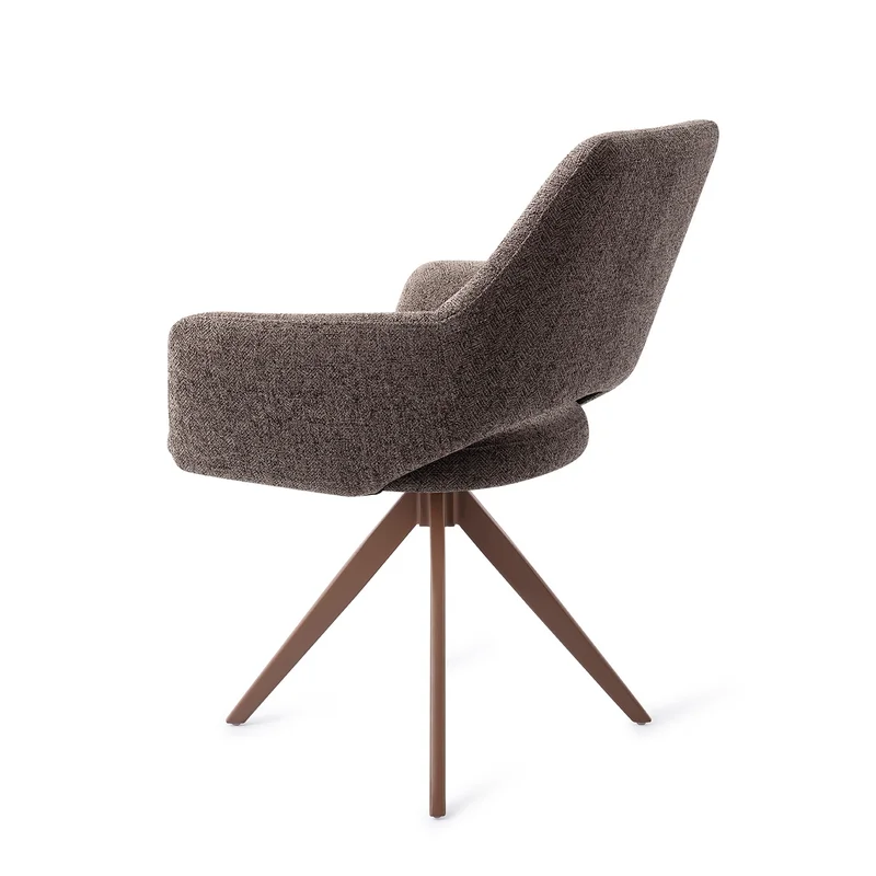 Set 2 scaune rotative dining din tesatura gri inchis/maro Yanai - imagine 4