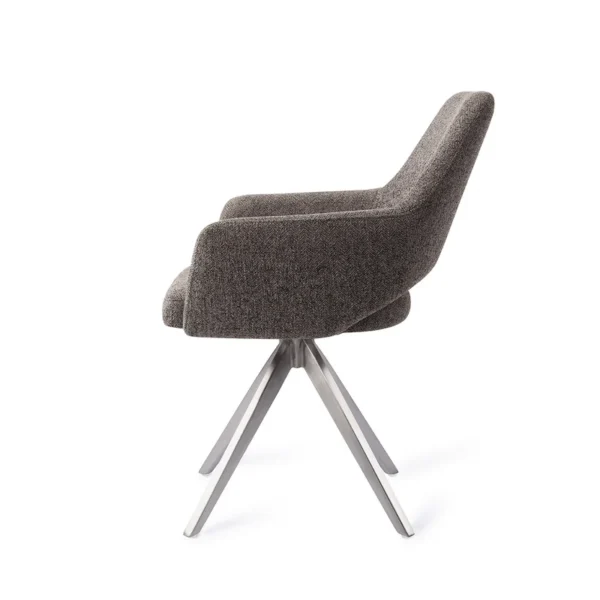Set 2 scaune rotative dining din tesatura gri inchis/argintiu Yanai - imagine 3