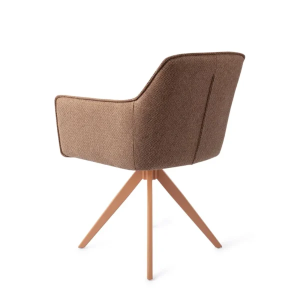 Set 2 scaune dining rotative din tesatura maro/peach Hofu - imagine 4