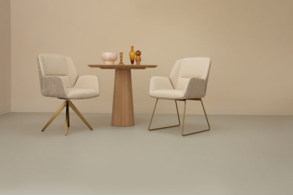 Set 2 scaune dining din tesatura bej/roze Myoko - imagine 7