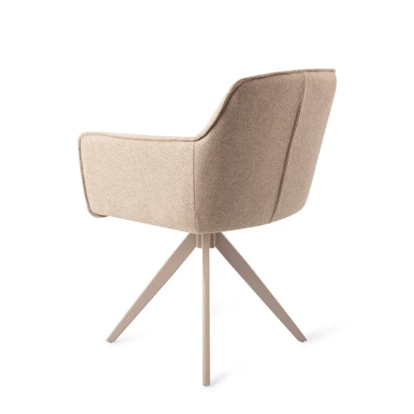 Set 2 scaune dining rotative din tesatura bej/bej Hofu - imagine 4