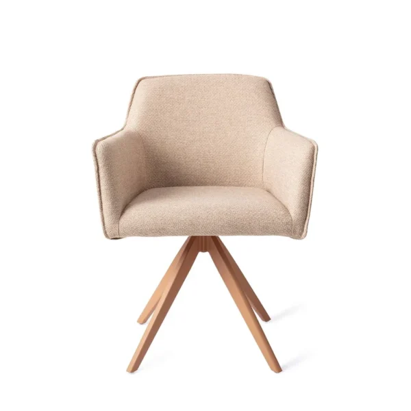 Set 2 scaune dining rotative din tesatura bej/peach Hofu