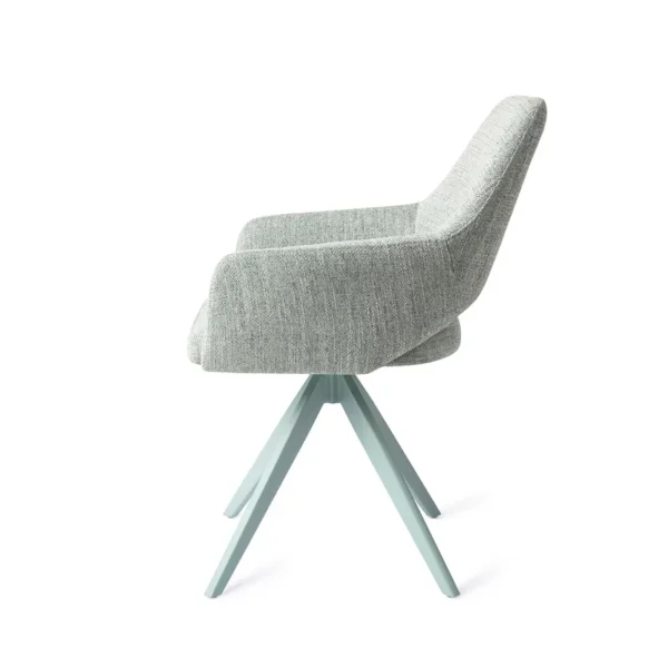 Set 2 scaune rotative dining din tesatura vernil/mint Yanai - imagine 3