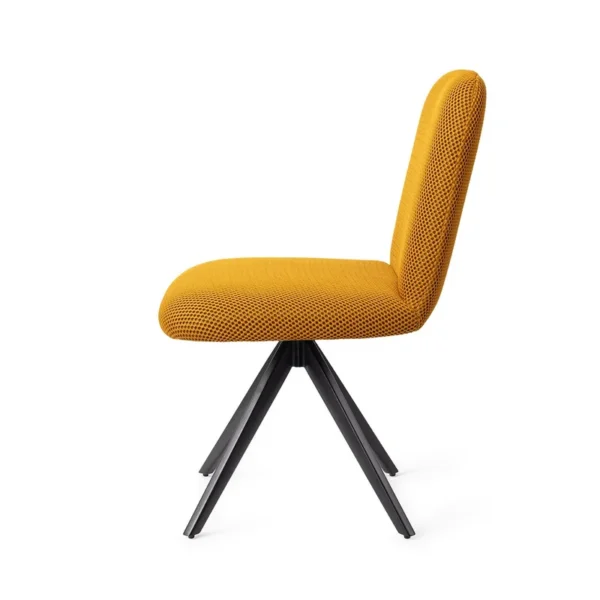 Set 2 scaune dining rotative din tesatura galben mustar/negru Taiwa - imagine 3
