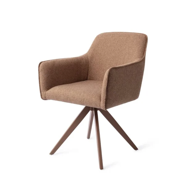Set 2 scaune dining rotative din tesatura maro/maro Hofu - imagine 3