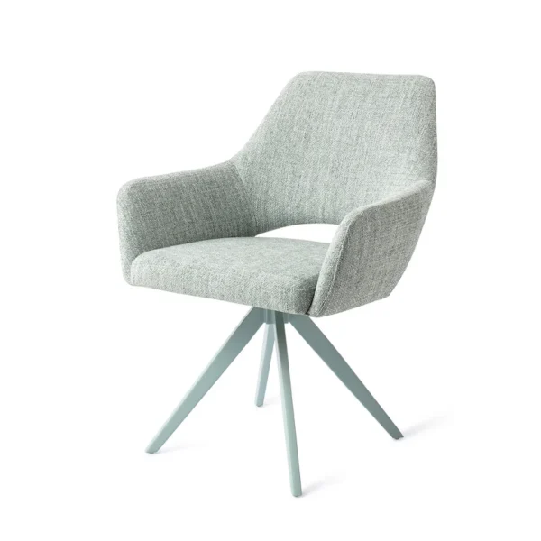 Set 2 scaune rotative dining din tesatura vernil/mint Yanai - imagine 2