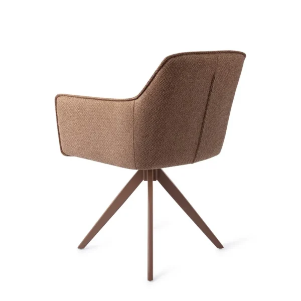 Set 2 scaune dining rotative din tesatura maro/maro Hofu - imagine 5