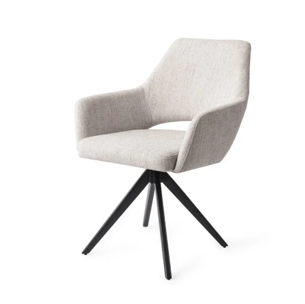 Set 2 scaune rotative dining din tesatura gri deschis/negru Yanai - imagine 3