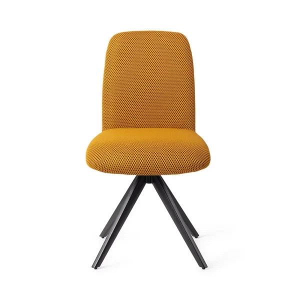 Set 2 scaune dining rotative din tesatura galben mustar/negru Taiwa