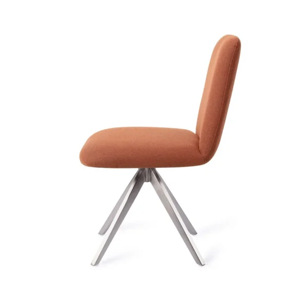 Set 2 scaune dining rotative din tesatura caramizie/argintiu Taiwa - imagine 3