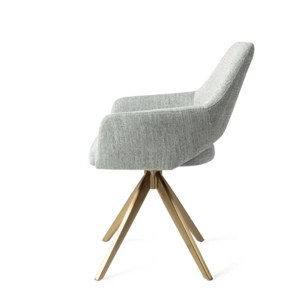 Set 2 scaune rotative dining din tesatura vernil/auriu Yanai - imagine 3