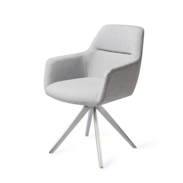 Set 2 scaune dining rotative din tesatura alb gri/argintiu Kinko - imagine 2