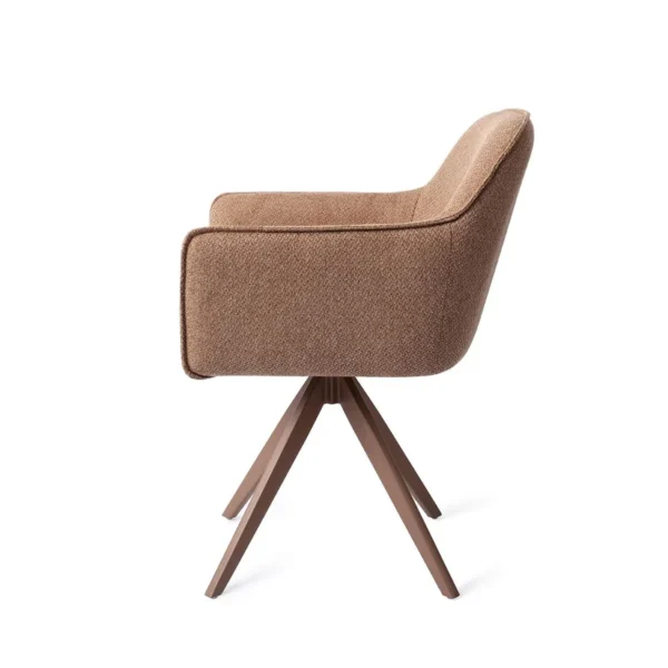 Set 2 scaune dining rotative din tesatura maro/maro Hofu - imagine 4