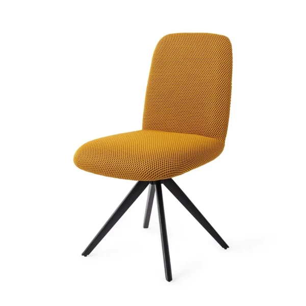 Set 2 scaune dining rotative din tesatura galben mustar/negru Taiwa - imagine 2