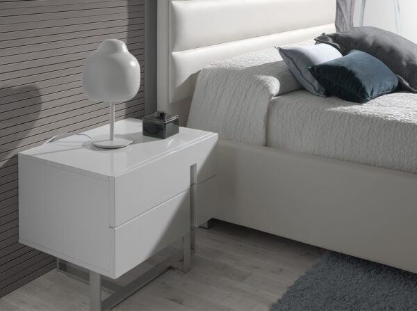 Noptiera alba din MDF si otel Clara - imagine 2