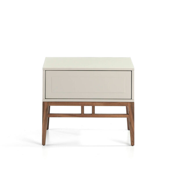 Noptiera gri/maro din MDF si lemn de nuc Gemini - imagine 3