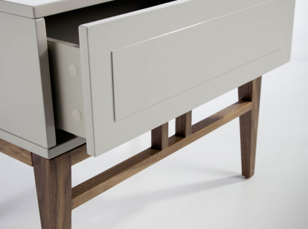 Noptiera gri/maro din MDF si lemn de nuc Gemini - imagine 4