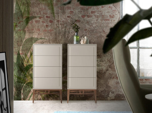 Comoda inalta gri/maro din MDF si lemn de nuc Gemini - imagine 2