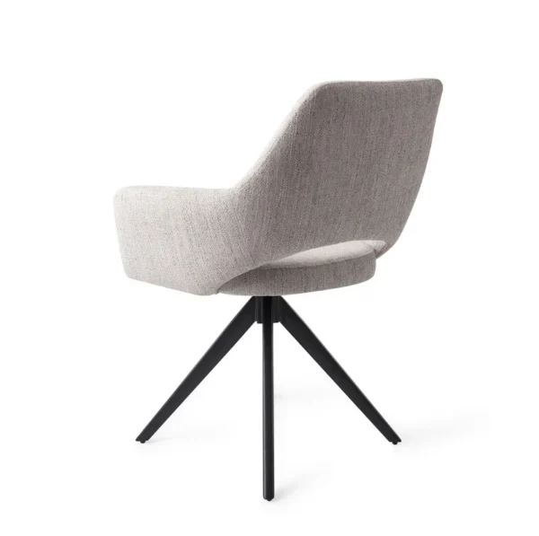 Set 2 scaune rotative dining din tesatura gri deschis/negru Yanai - imagine 5