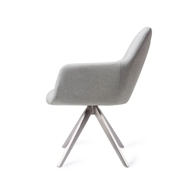 Set 2 scaune dining rotative din tesatura alb gri/argintiu Kinko - imagine 3