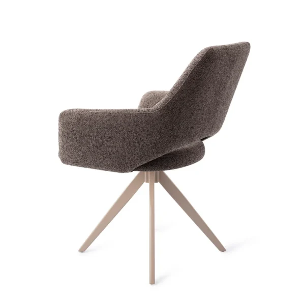 Set 2 scaune rotative dining din tesatura gri inchis/bej Yanai - imagine 4