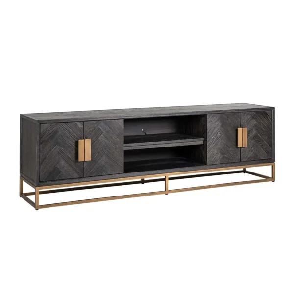 Comoda TV neagra din furnir de stejar Blackbone