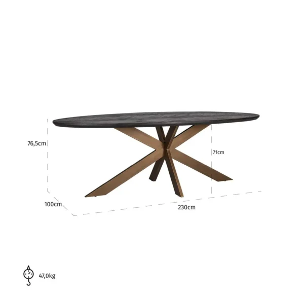 Masa dining ovala neagra/aramie Blackbone - imagine 9