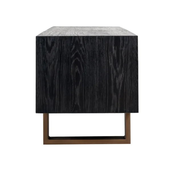 Comoda TV neagra din inox si furnir de stejar Hunter - imagine 5