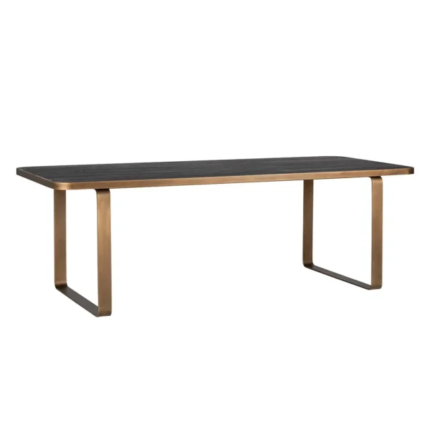 Masa dining neagra din inox si furnir de stejar Hunter