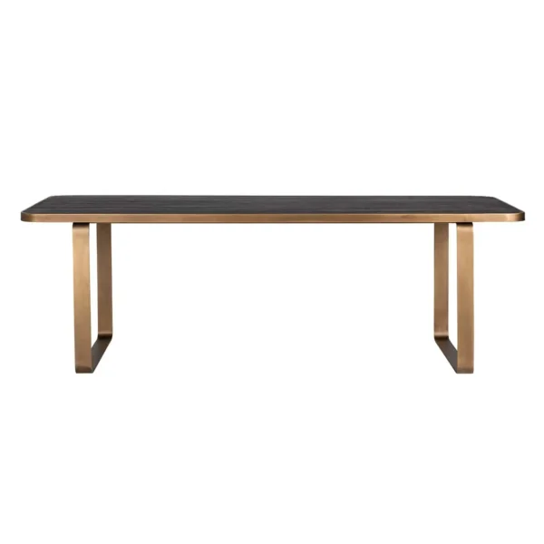 Masa dining neagra din inox si furnir de stejar Hunter - imagine 3
