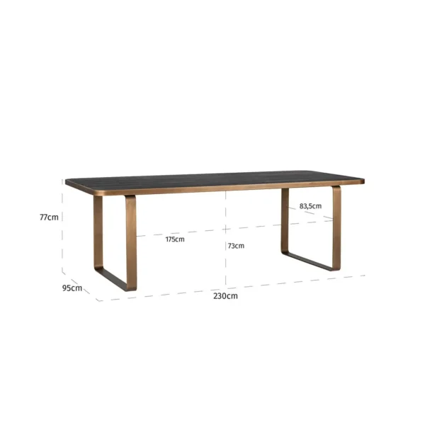 Masa dining neagra din inox si furnir de stejar Hunter - imagine 7